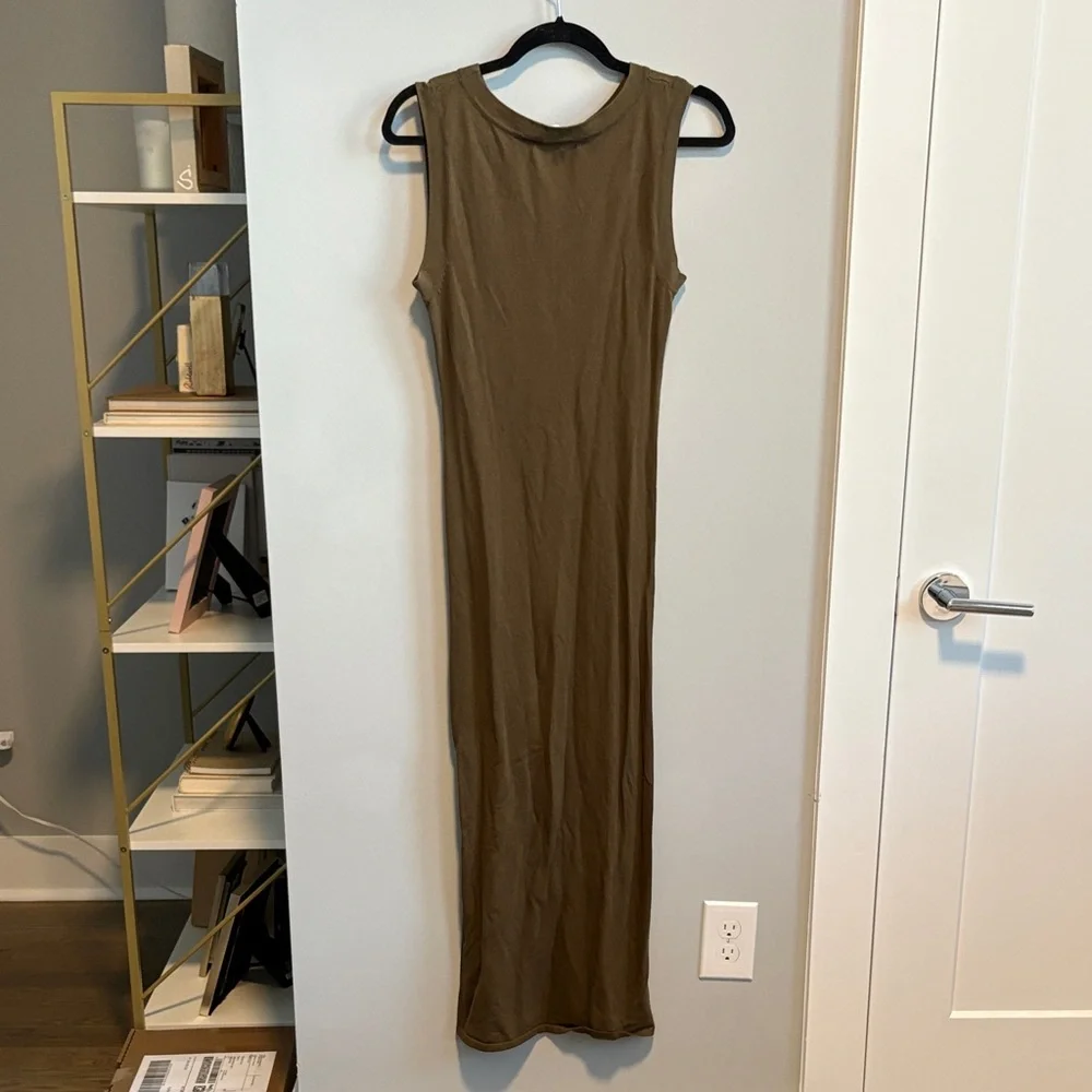Zara Olive Green Sleeveless Maxi Dress - Picture 3 of 4